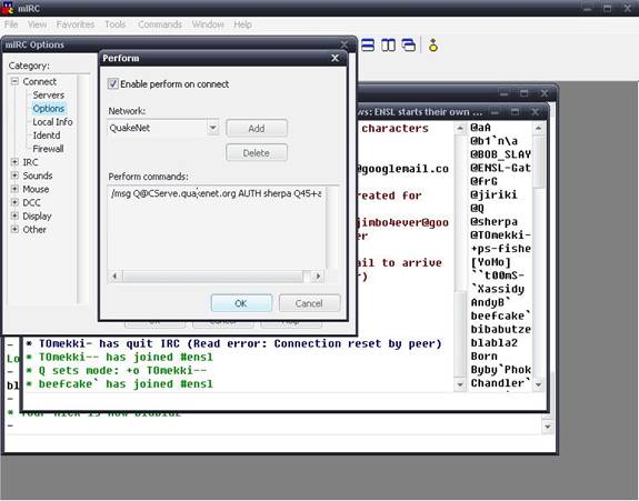 Performing Quakenet auth.